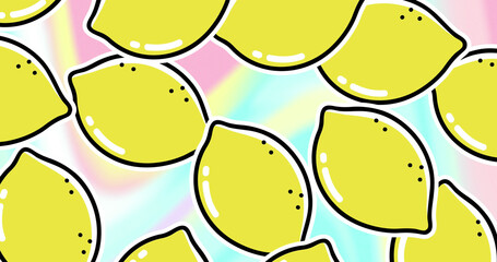 Image of lemon repeated over colorful background