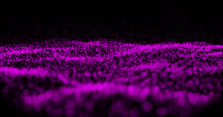 Digital image of purple digital wave moving against black background