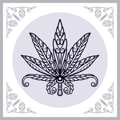 Cannabis leaf zentangle arts isolated on white background.