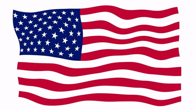 America flag wave animated white background