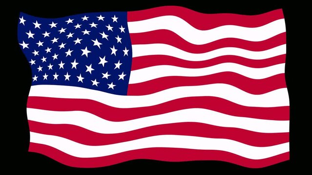 America flag wave animated Black background