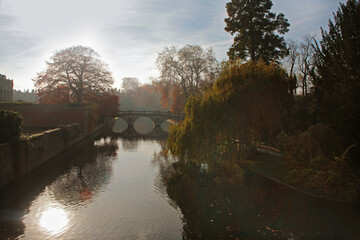 Clare Bridge over the River Cam, Cambridge, England, on an early Autumn morning