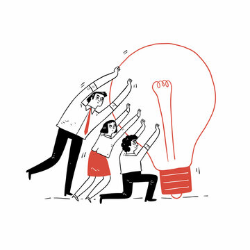 recommend clip art: Businessman holding a bulb, Business concept teamwork . challenge success
