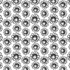 Floral pattern with graphic daisy on white background. Sweet found. Beautiful summer texture for your design. Botanic and floral element.