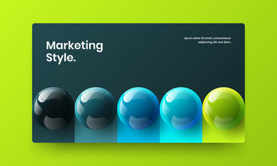 Clean booklet design vector template. Trendy realistic balls pamphlet concept.