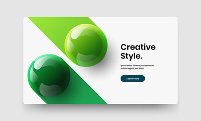 Clean website design vector concept. Vivid 3D balls pamphlet layout.