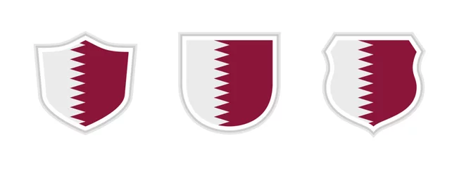 Fotobehang shields icon set with qatari flag isolated on white background. vector illustration © Sakchai