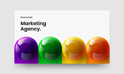 Simple corporate cover design vector layout. Colorful realistic balls pamphlet template.