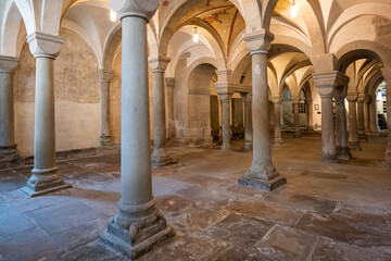 Charlemagne crypt inside Grossmunster or Grossmünster church in Zurich city Switzerland, no people