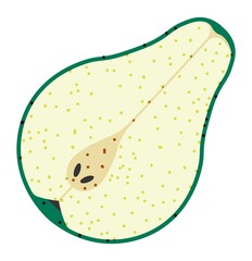 Ripe pear fruit cut in half, tasty sweet meal