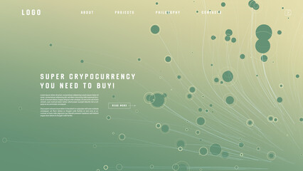 Landing page abstract design with big data. Template for website or app.