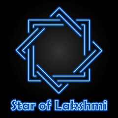 star of lakshmi neon sign, modern glowing banner design, colorful modern design trends on black background. Vector illustration.