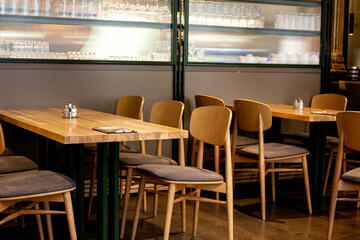 cafe interior. chairs and tables,  modern restaurant