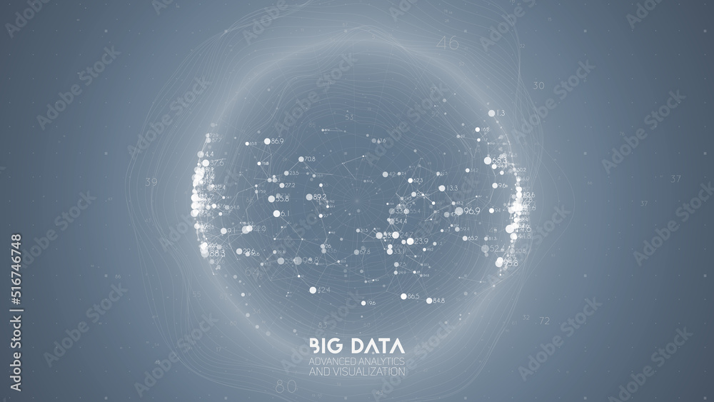 Poster Big data visualization. Futuristic infographic. Information aesthetic design. Visual data complexity. Complex data threads graphic visualization. Abstract data graph.