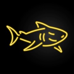 shark neon sign, modern glowing banner design, colorful modern design trends on black background. Vector illustration.