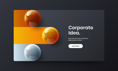 Modern 3D balls web banner template. Unique corporate brochure design vector illustration.
