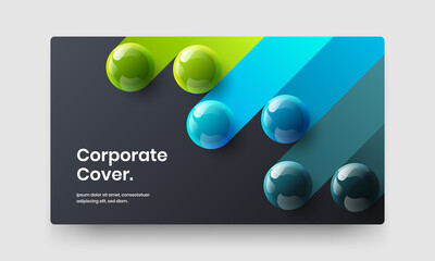 Simple pamphlet design vector template. Colorful 3D spheres book cover concept.