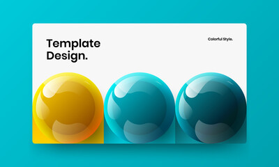 Geometric realistic spheres site illustration. Abstract company brochure vector design concept.