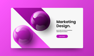 Trendy realistic spheres book cover template. Colorful landing page design vector illustration.