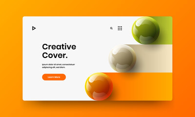 Amazing journal cover vector design concept. Fresh 3D spheres company brochure illustration.