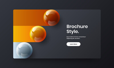 Amazing realistic spheres booklet concept. Isolated flyer vector design illustration.