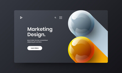 Colorful horizontal cover design vector template. Original realistic spheres annual report layout.