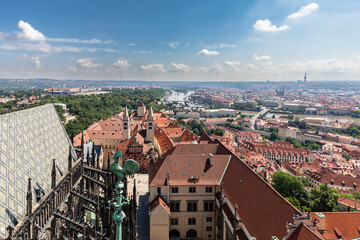 Fototapeta na wymiar the city of Prague photographed from the top of St. Vitus Cathedral
