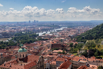 the city of Prague photographed from the top of St. Vitus Cathedral