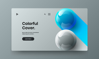Bright company brochure design vector layout. Premium realistic spheres corporate identity template.