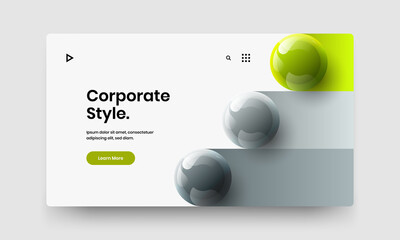 Amazing realistic spheres company cover illustration. Trendy booklet design vector concept.