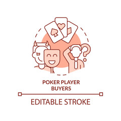 Poker player buyers terracotta concept icon. Best price. Dealing with customers abstract idea thin line illustration. Isolated outline drawing. Editable stroke. Arial, Myriad Pro-Bold fonts used