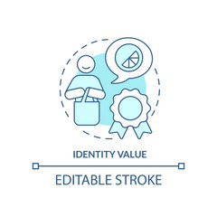 Obraz premium Identity value turquoise concept icon. Personal reputation. Product advantage abstract idea thin line illustration. Isolated outline drawing. Editable stroke. Arial, Myriad Pro-Bold fonts used