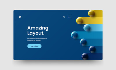 Unique annual report design vector concept. Clean 3D balls journal cover illustration.