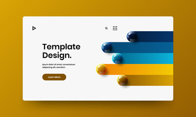 Simple realistic spheres postcard layout. Abstract site design vector illustration.