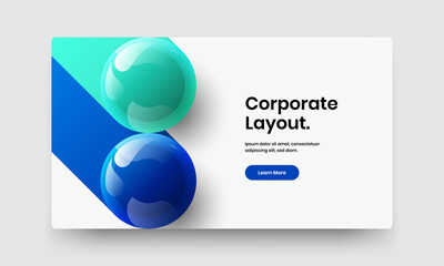 Creative 3D balls site screen concept. Multicolored brochure design vector illustration.