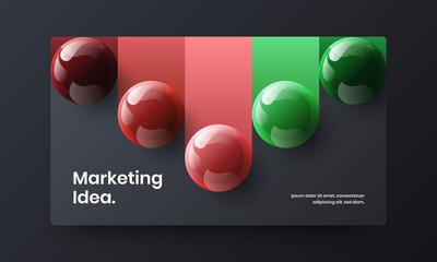 Minimalistic handbill design vector concept. Clean realistic spheres leaflet illustration.