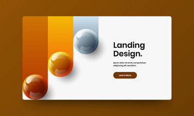 Simple company brochure vector design layout. Original 3D spheres magazine cover illustration.