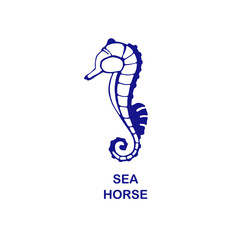 Seahorse icon. Blue seahorse icon on a white background.
