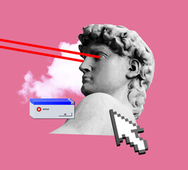 

Vapor Wave Retro Greek Apollo internet web punk cyber background concept style background hipster...