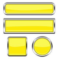 Yellow glass buttons isolated on a white background