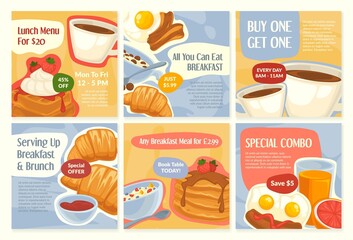 Template network post with breakfast deal set