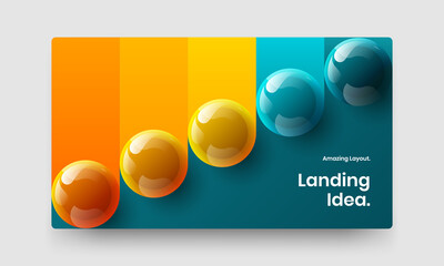 Fresh 3D spheres annual report layout. Amazing front page vector design concept.