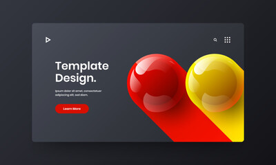 Unique placard design vector layout. Trendy realistic balls corporate identity concept.