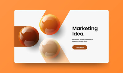 Abstract website screen vector design layout. Creative 3D spheres corporate brochure concept.