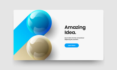 Creative 3D spheres corporate brochure template. Geometric handbill vector design concept.