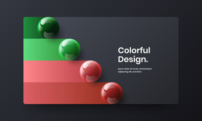 Colorful 3D balls placard layout. Unique front page vector design concept.