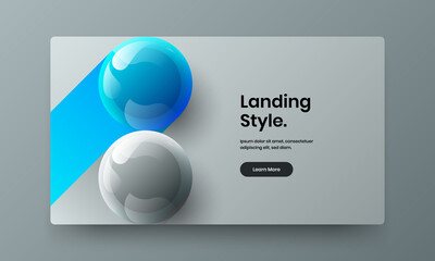 Amazing landing page vector design layout. Fresh 3D balls book cover template.