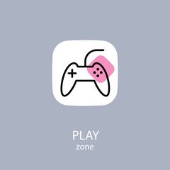 Simple Gamepad Icon in Line Art Style. Play Zone Concept Icon Thin Line Illustration on Gray Background