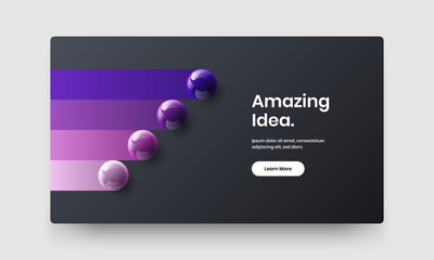 Naklejka premium Original corporate brochure vector design template. Unique realistic spheres website illustration.