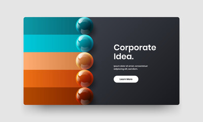Simple realistic spheres booklet template. Colorful poster vector design illustration.